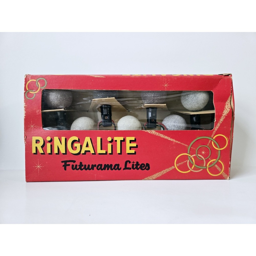 Vintage futurama Lites Ringalite Christmas bulbs w/ box glitter sugar